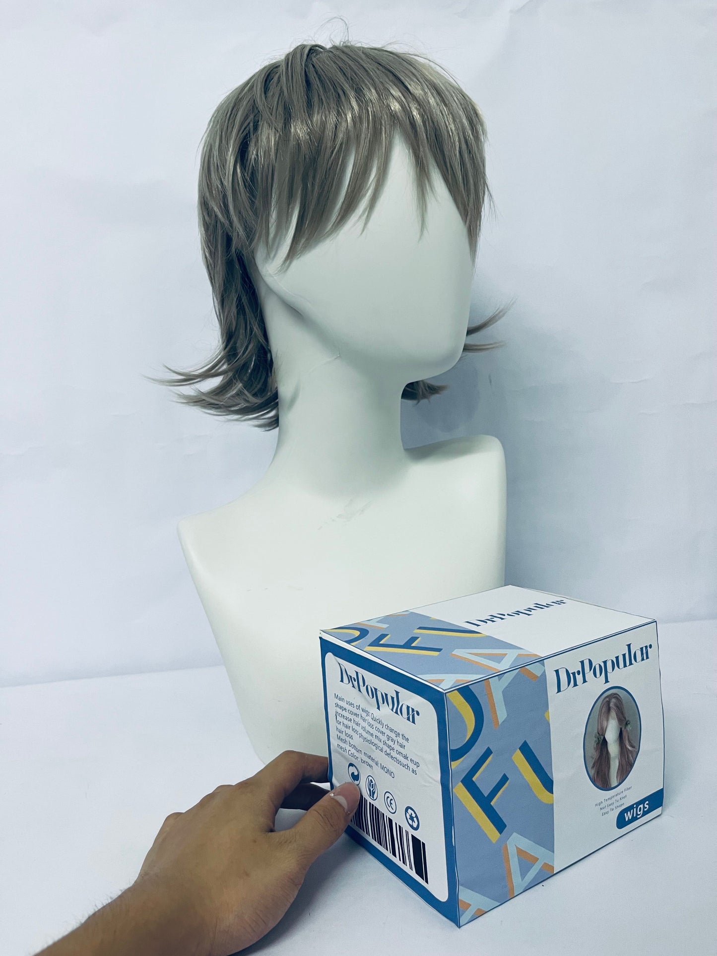 DrPopular short Brown Mix Straight Hair Wig with side bangs