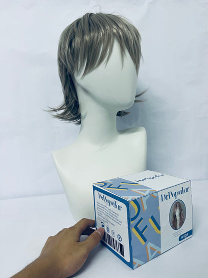 DrPopular short Brown Mix Straight Hair Wig with side bangs