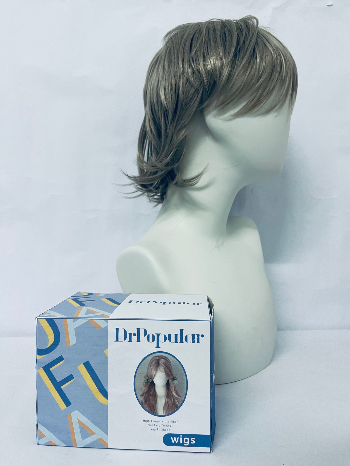 DrPopular short Brown Mix Straight Hair Wig with side bangs