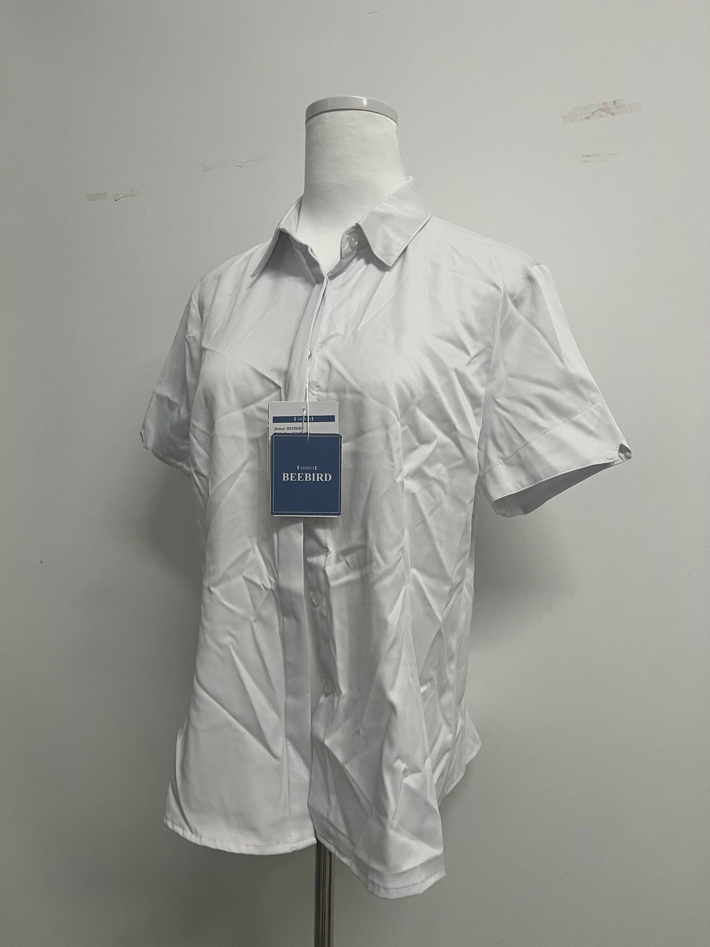 BEEBIRD shirts Womens Stain Shield Dress Shirts Short Sleeve Solid Tops Blouses Button Down Shirts