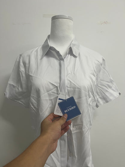 BEEBIRD shirts Womens Stain Shield Dress Shirts Short Sleeve Solid Tops Blouses Button Down Shirts