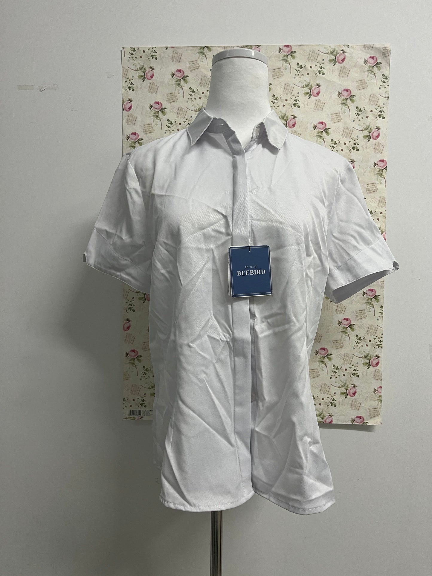 BEEBIRD shirts Womens Stain Shield Dress Shirts Short Sleeve Solid Tops Blouses Button Down Shirts