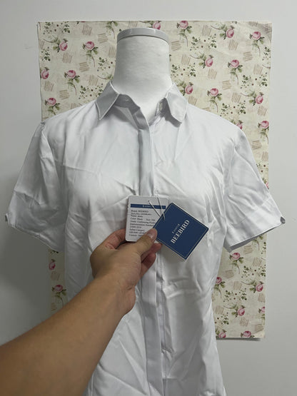 BEEBIRD shirts Womens Stain Shield Dress Shirts Short Sleeve Solid Tops Blouses Button Down Shirts