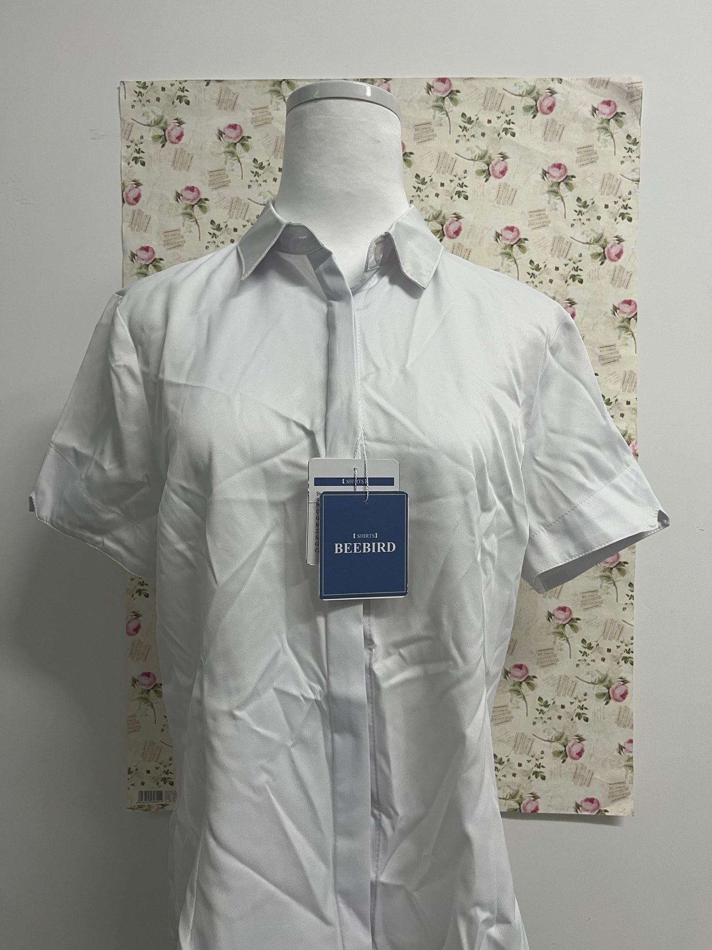 BEEBIRD shirts Womens Stain Shield Dress Shirts Short Sleeve Solid Tops Blouses Button Down Shirts