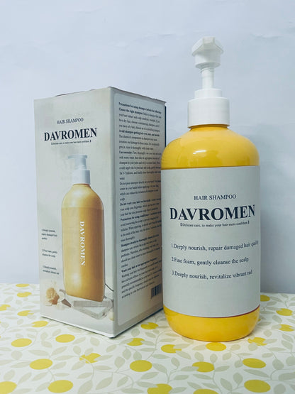 DAVROMEN Turmeric Collagen Shampoo,Hair Repair Treatment,Anti-Dandruff Shampoo,Scalp Care,Nourishing,Moisturizing,Deep Cleaning,Oil Control,Collagen Infused Shampoo for Damaged Hair