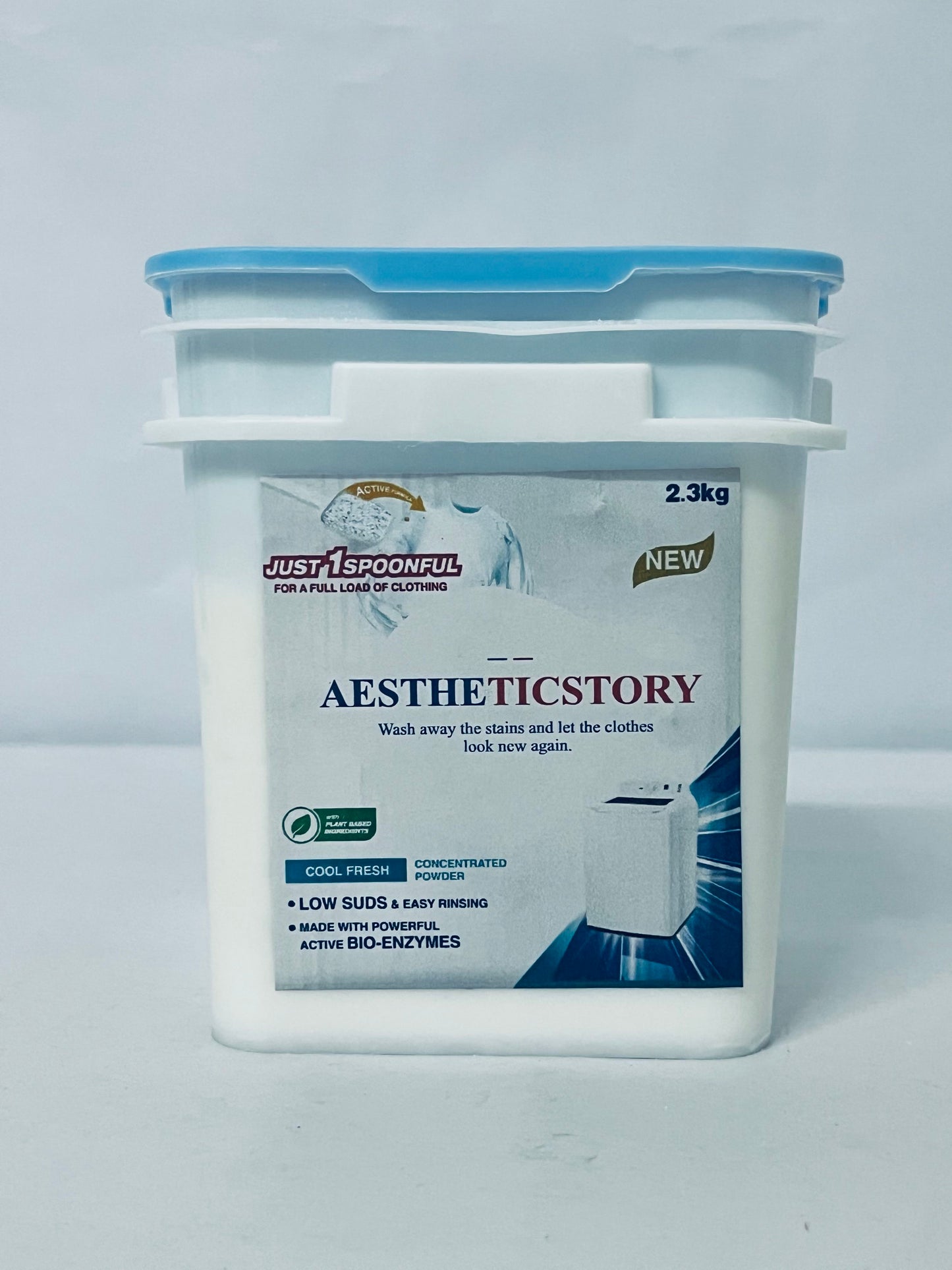 AESTHETICSTORY Laundry detergents Detergent Powder – Deep Cleaning, Removes Dirt, Grease, Stains – Non-toxic, Vegan, Fragrance Free Laundry for Sensitive Skin