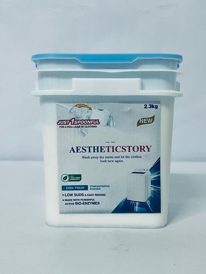 AESTHETICSTORY Laundry detergents Detergent Powder – Deep Cleaning, Removes Dirt, Grease, Stains – Non-toxic, Vegan, Fragrance Free Laundry for Sensitive Skin