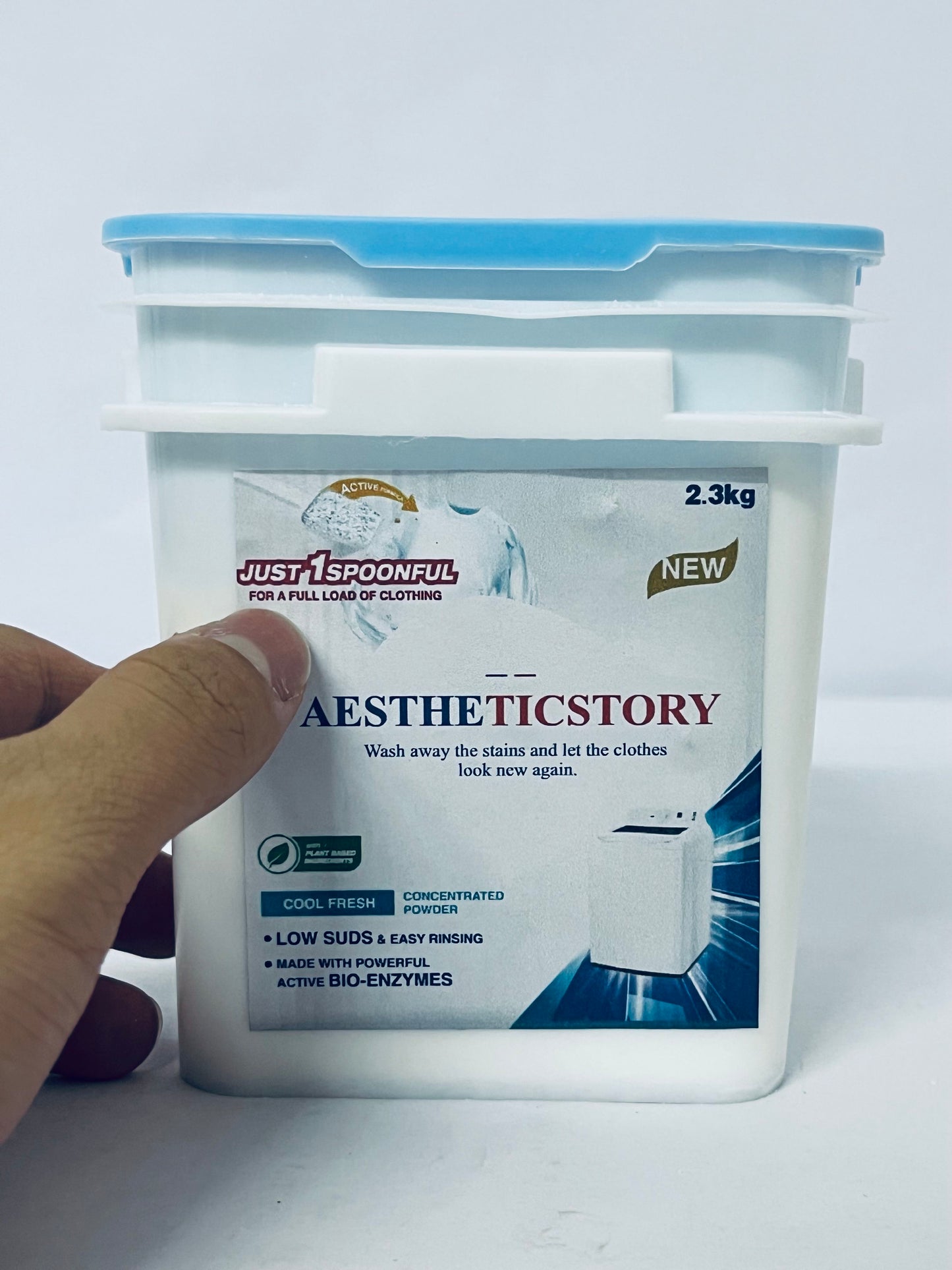 AESTHETICSTORY Laundry detergents Detergent Powder – Deep Cleaning, Removes Dirt, Grease, Stains – Non-toxic, Vegan, Fragrance Free Laundry for Sensitive Skin