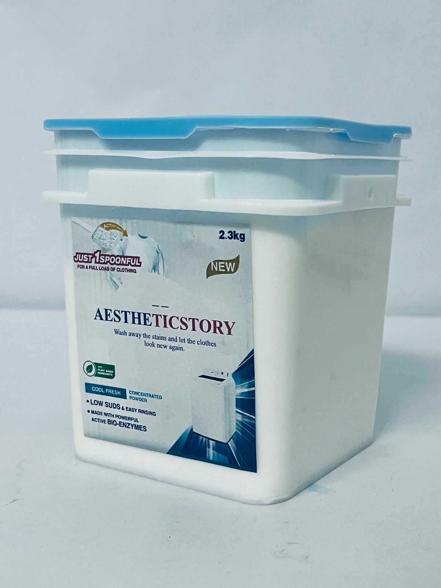 AESTHETICSTORY Laundry detergents Detergent Powder – Deep Cleaning, Removes Dirt, Grease, Stains – Non-toxic, Vegan, Fragrance Free Laundry for Sensitive Skin