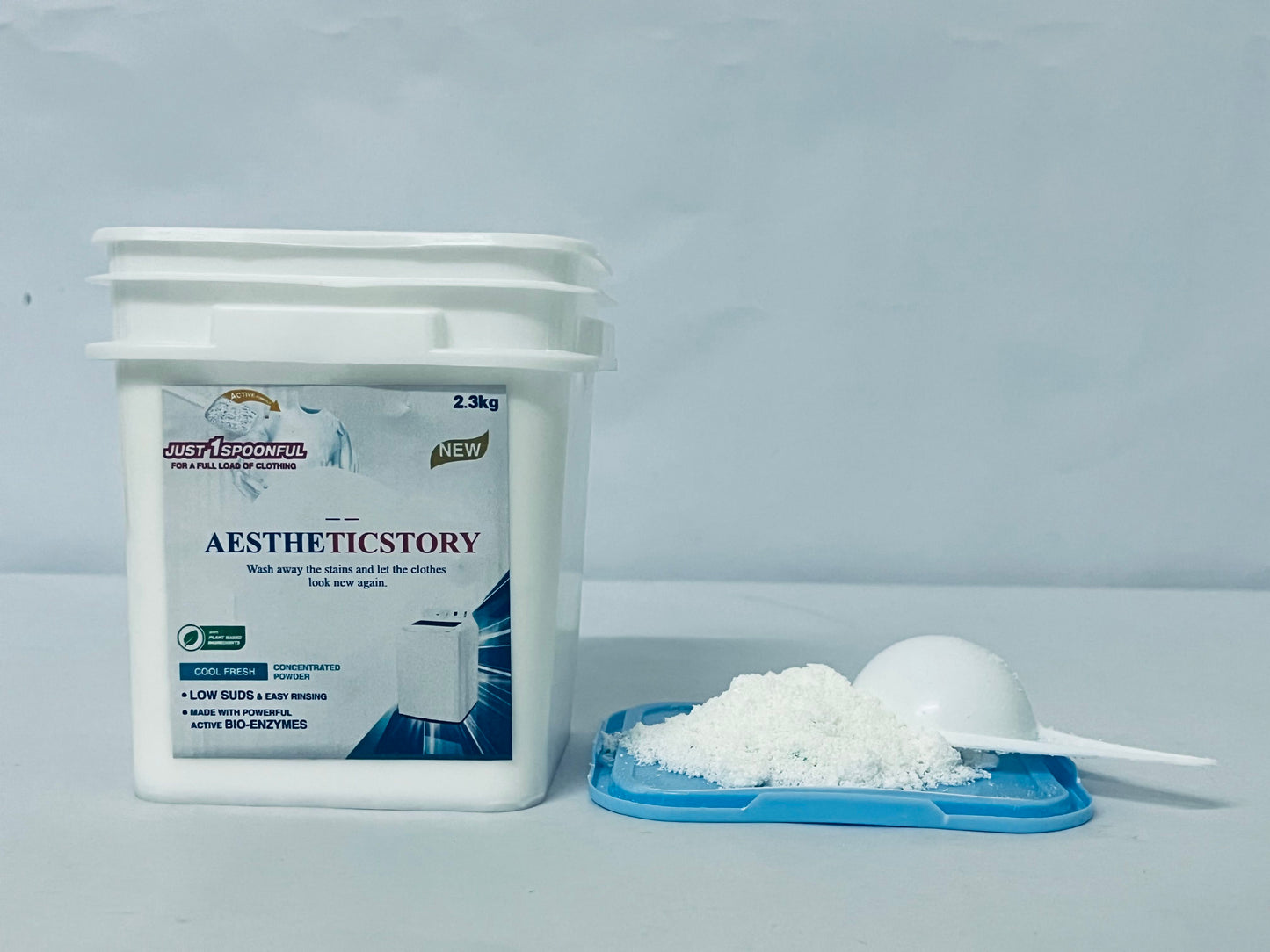 AESTHETICSTORY Laundry detergents Detergent Powder – Deep Cleaning, Removes Dirt, Grease, Stains – Non-toxic, Vegan, Fragrance Free Laundry for Sensitive Skin