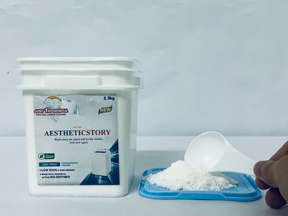 AESTHETICSTORY Laundry detergents Detergent Powder – Deep Cleaning, Removes Dirt, Grease, Stains – Non-toxic, Vegan, Fragrance Free Laundry for Sensitive Skin