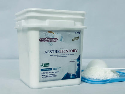 AESTHETICSTORY Laundry detergents Detergent Powder – Deep Cleaning, Removes Dirt, Grease, Stains – Non-toxic, Vegan, Fragrance Free Laundry for Sensitive Skin