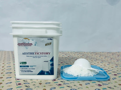 AESTHETICSTORY Laundry detergents Detergent Powder – Deep Cleaning, Removes Dirt, Grease, Stains – Non-toxic, Vegan, Fragrance Free Laundry for Sensitive Skin