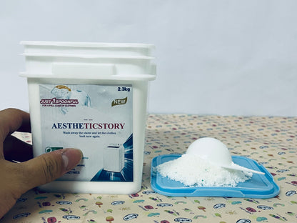 AESTHETICSTORY Laundry detergents Detergent Powder – Deep Cleaning, Removes Dirt, Grease, Stains – Non-toxic, Vegan, Fragrance Free Laundry for Sensitive Skin