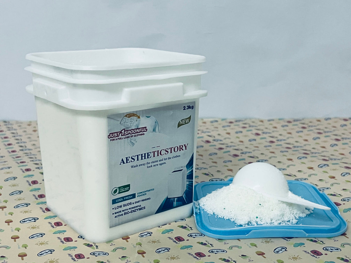 AESTHETICSTORY Laundry detergents Detergent Powder – Deep Cleaning, Removes Dirt, Grease, Stains – Non-toxic, Vegan, Fragrance Free Laundry for Sensitive Skin