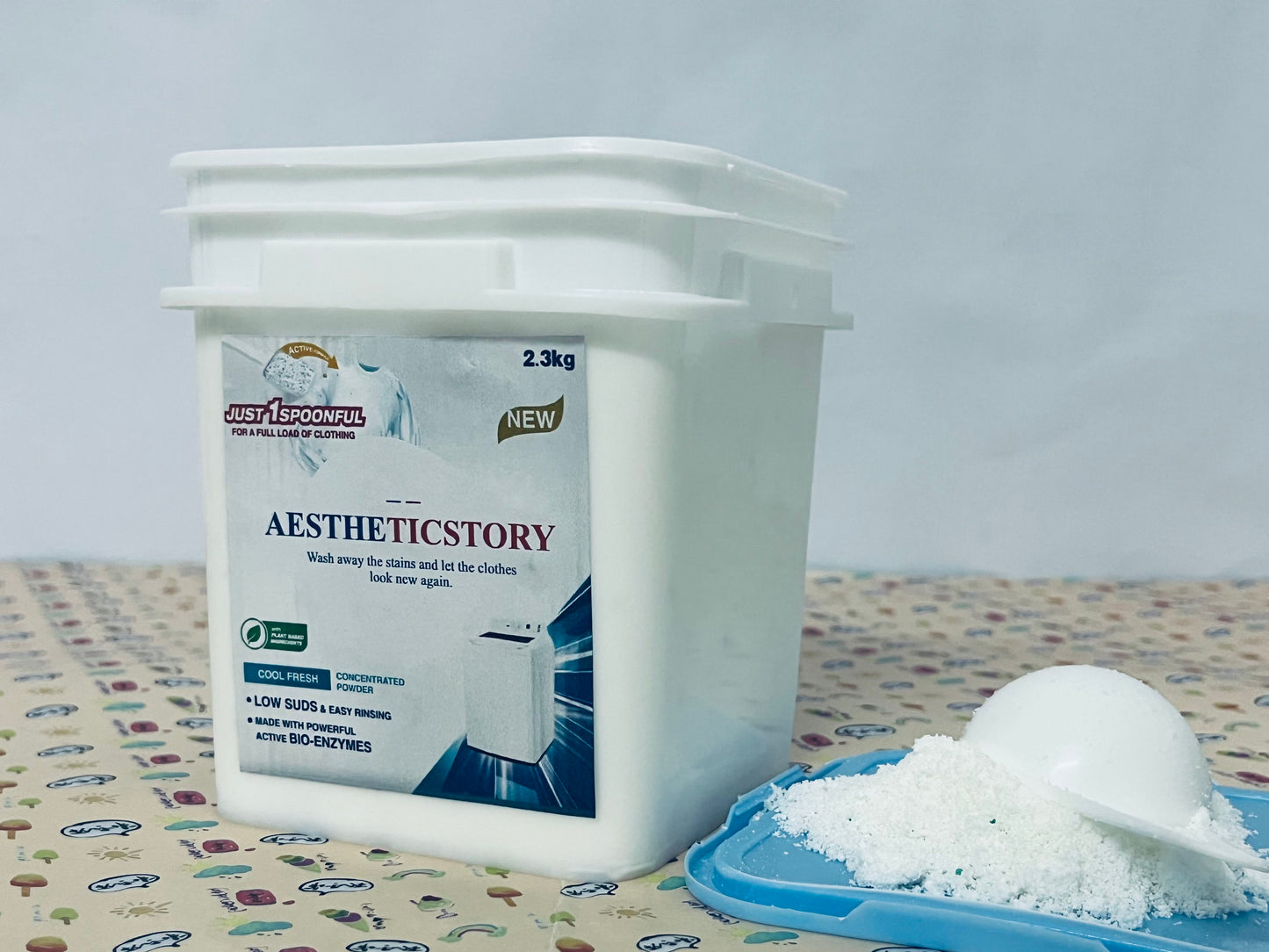 AESTHETICSTORY Laundry detergents Detergent Powder – Deep Cleaning, Removes Dirt, Grease, Stains – Non-toxic, Vegan, Fragrance Free Laundry for Sensitive Skin