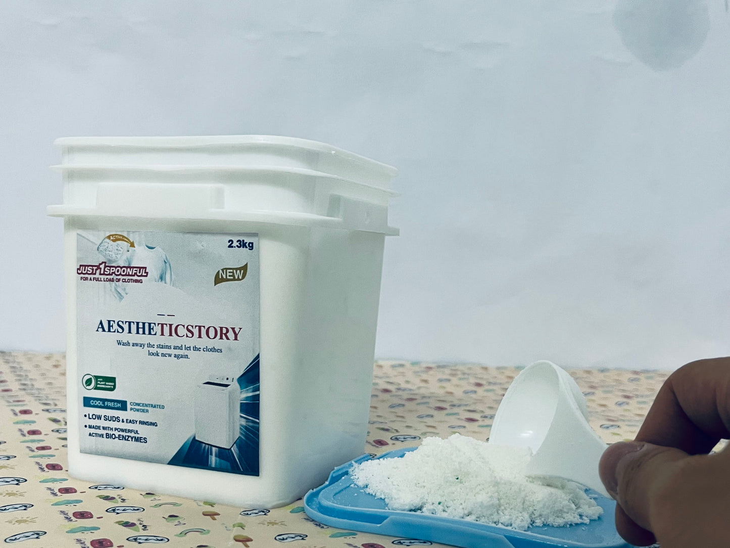 AESTHETICSTORY Laundry detergents Detergent Powder – Deep Cleaning, Removes Dirt, Grease, Stains – Non-toxic, Vegan, Fragrance Free Laundry for Sensitive Skin