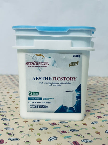 AESTHETICSTORY Laundry detergents Detergent Powder – Deep Cleaning, Removes Dirt, Grease, Stains – Non-toxic, Vegan, Fragrance Free Laundry for Sensitive Skin