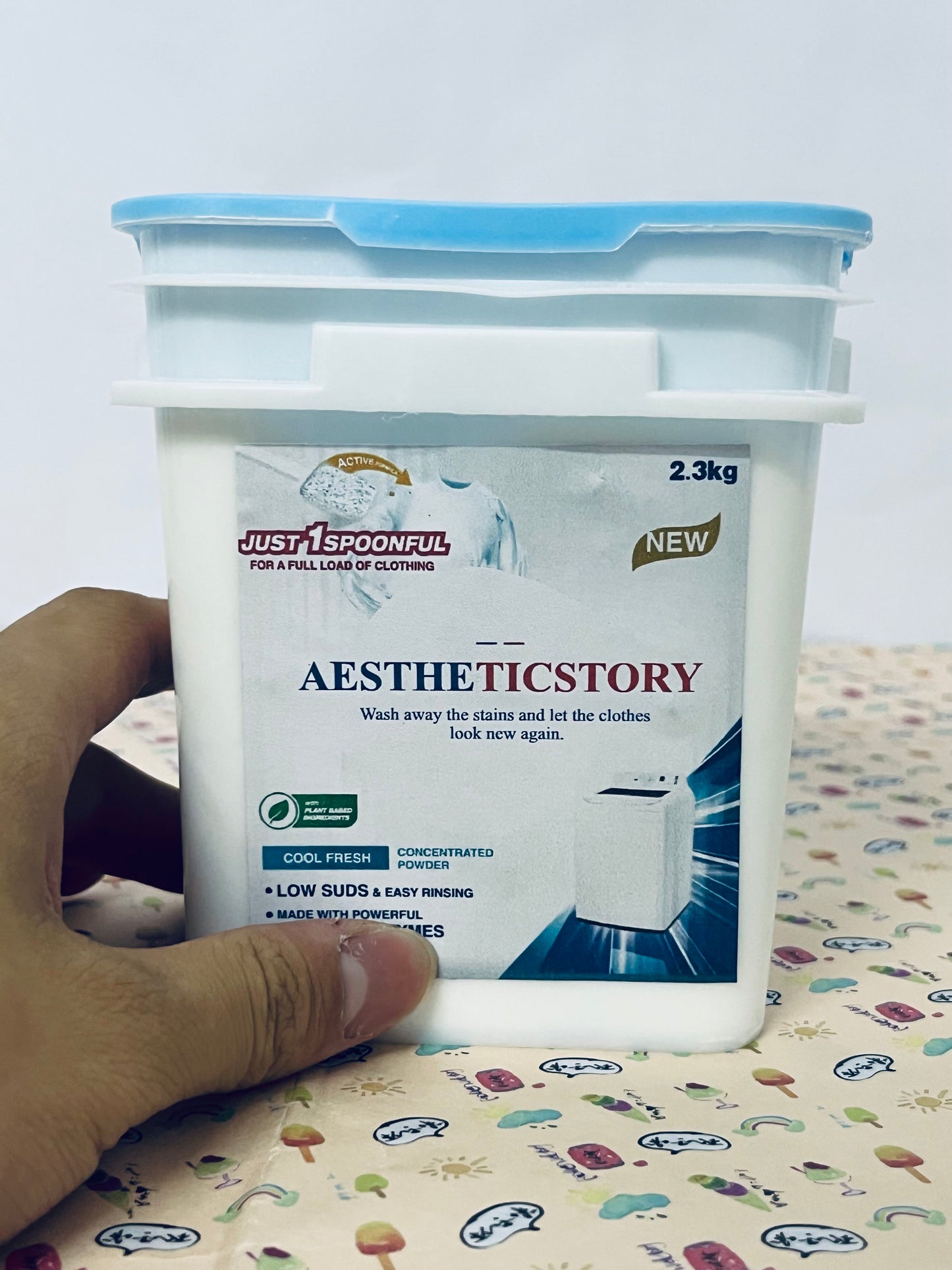 AESTHETICSTORY Laundry detergents Detergent Powder – Deep Cleaning, Removes Dirt, Grease, Stains – Non-toxic, Vegan, Fragrance Free Laundry for Sensitive Skin