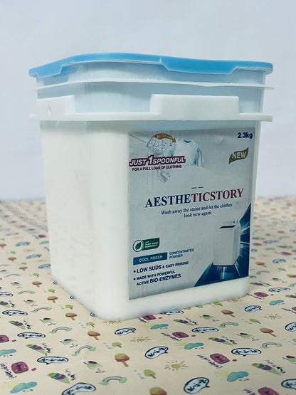 AESTHETICSTORY Laundry detergents Detergent Powder – Deep Cleaning, Removes Dirt, Grease, Stains – Non-toxic, Vegan, Fragrance Free Laundry for Sensitive Skin