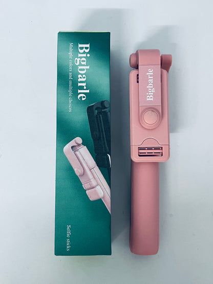 Bigbarle Selfie sticks Selfie Stick Tripod, All-in-one Extendable Aluminum Phone Tripod with Rechargeable Bluetooth Remote for iPhone, Samsung, Google, LG, Sony and More, Fitting 4.7-7 inch Smartphones, Pink
