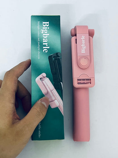 Bigbarle Selfie sticks Selfie Stick Tripod, All-in-one Extendable Aluminum Phone Tripod with Rechargeable Bluetooth Remote for iPhone, Samsung, Google, LG, Sony and More, Fitting 4.7-7 inch Smartphones, Pink