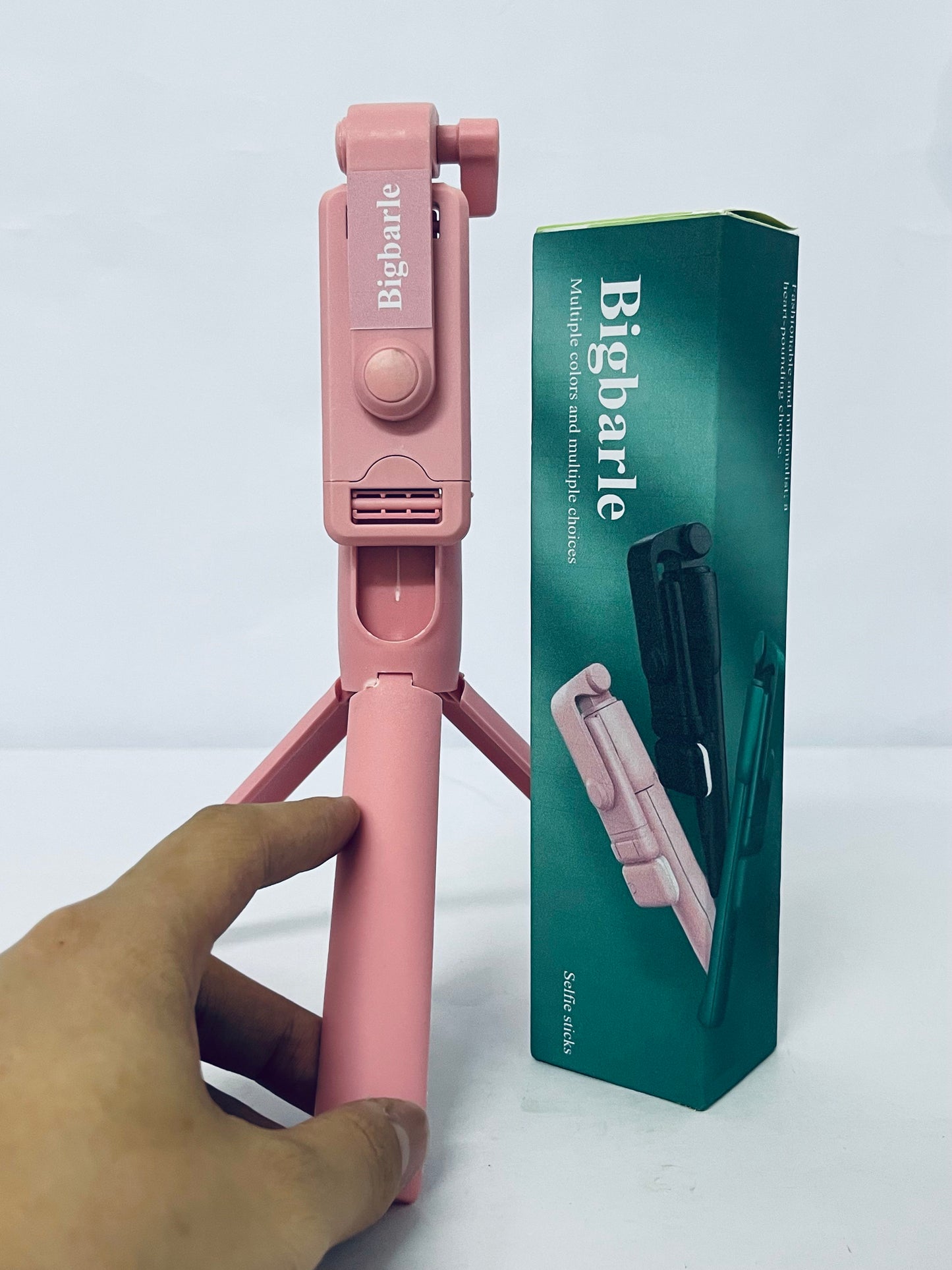 Bigbarle Selfie sticks Selfie Stick Tripod, All-in-one Extendable Aluminum Phone Tripod with Rechargeable Bluetooth Remote for iPhone, Samsung, Google, LG, Sony and More, Fitting 4.7-7 inch Smartphones, Pink