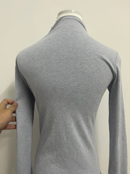 Wishello Women's Cutout Tops Basic Long Sleeve Round Neck Slim Fit Sweaters
