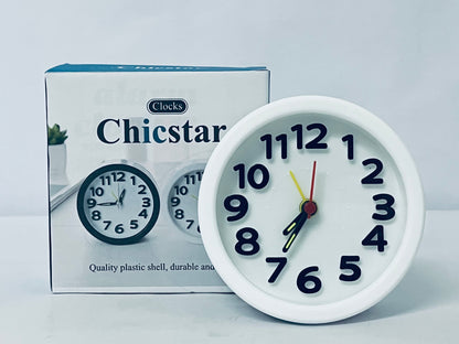 Chicstar Clocks Desktop Clock – No-Tick Design – Easy to Read Silent Sweep Mantle Clock – Quiet Tabletop Clocks with Hands, & Battery Cover; White