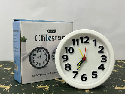 Chicstar Clocks Desktop Clock – No-Tick Design – Easy to Read Silent Sweep Mantle Clock – Quiet Tabletop Clocks with Hands, & Battery Cover; White