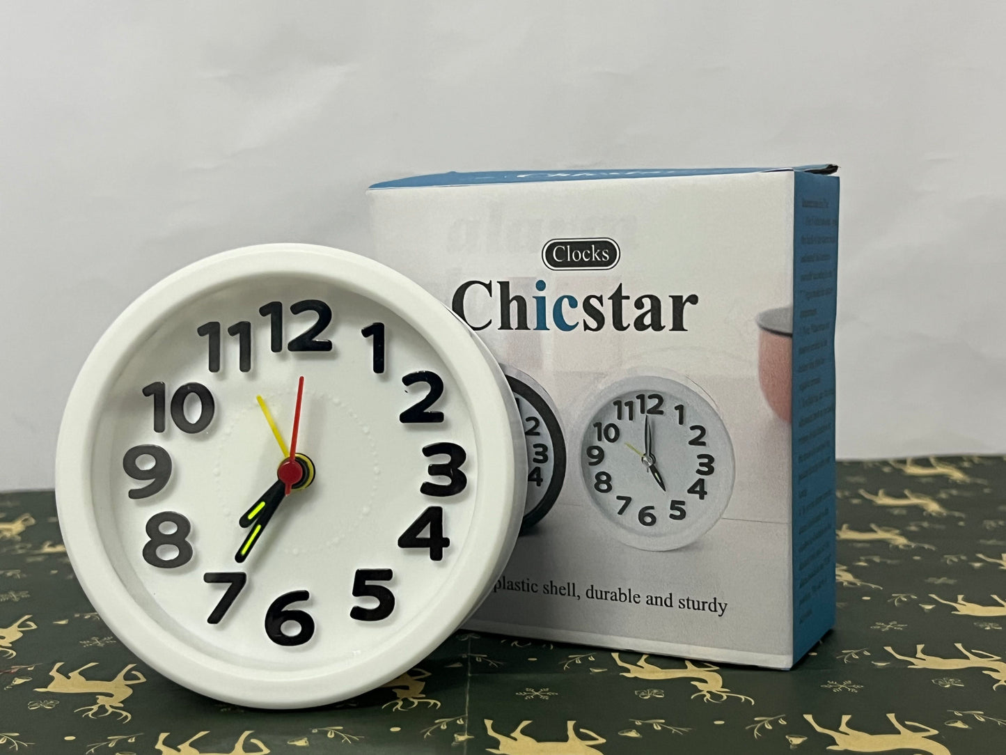 Chicstar Clocks Desktop Clock – No-Tick Design – Easy to Read Silent Sweep Mantle Clock – Quiet Tabletop Clocks with Hands, & Battery Cover; White
