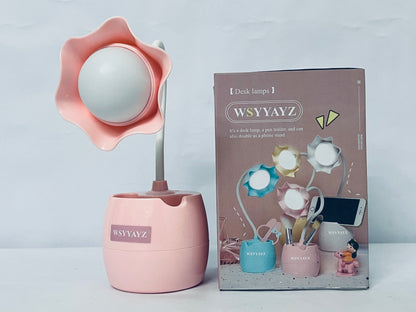 WSYYAYZ Desk lamps Flower Design LED Desk Lamp Touch Control and USB Charging Dual-Function Desk Organizer for Home Office and School (Pink)