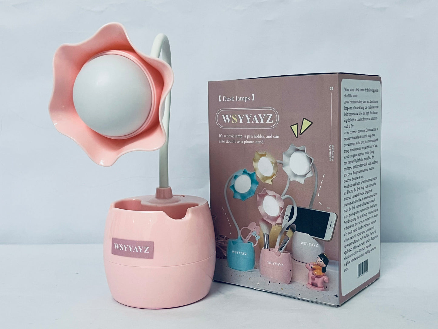 WSYYAYZ Desk lamps Flower Design LED Desk Lamp Touch Control and USB Charging Dual-Function Desk Organizer for Home Office and School (Pink)
