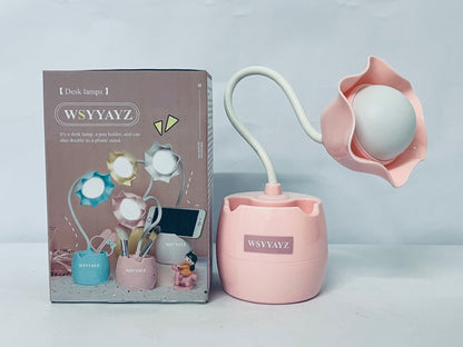 WSYYAYZ Desk lamps Flower Design LED Desk Lamp Touch Control and USB Charging Dual-Function Desk Organizer for Home Office and School (Pink)