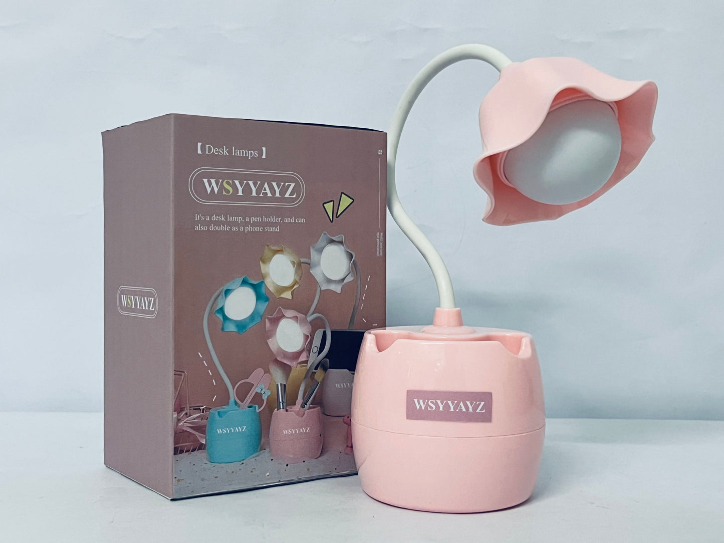 WSYYAYZ Desk lamps Flower Design LED Desk Lamp Touch Control and USB Charging Dual-Function Desk Organizer for Home Office and School (Pink)