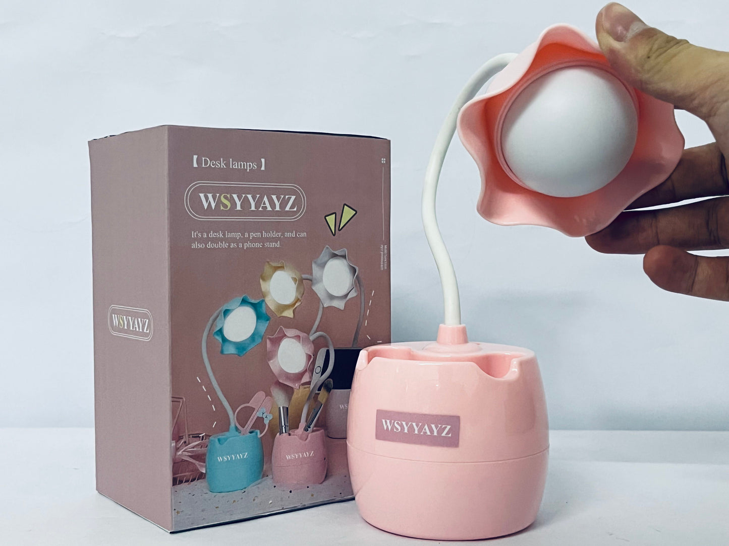 WSYYAYZ Desk lamps Flower Design LED Desk Lamp Touch Control and USB Charging Dual-Function Desk Organizer for Home Office and School (Pink)