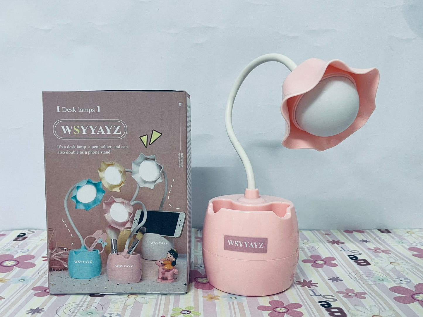 WSYYAYZ Desk lamps Flower Design LED Desk Lamp Touch Control and USB Charging Dual-Function Desk Organizer for Home Office and School (Pink)