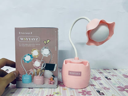 WSYYAYZ Desk lamps Flower Design LED Desk Lamp Touch Control and USB Charging Dual-Function Desk Organizer for Home Office and School (Pink)