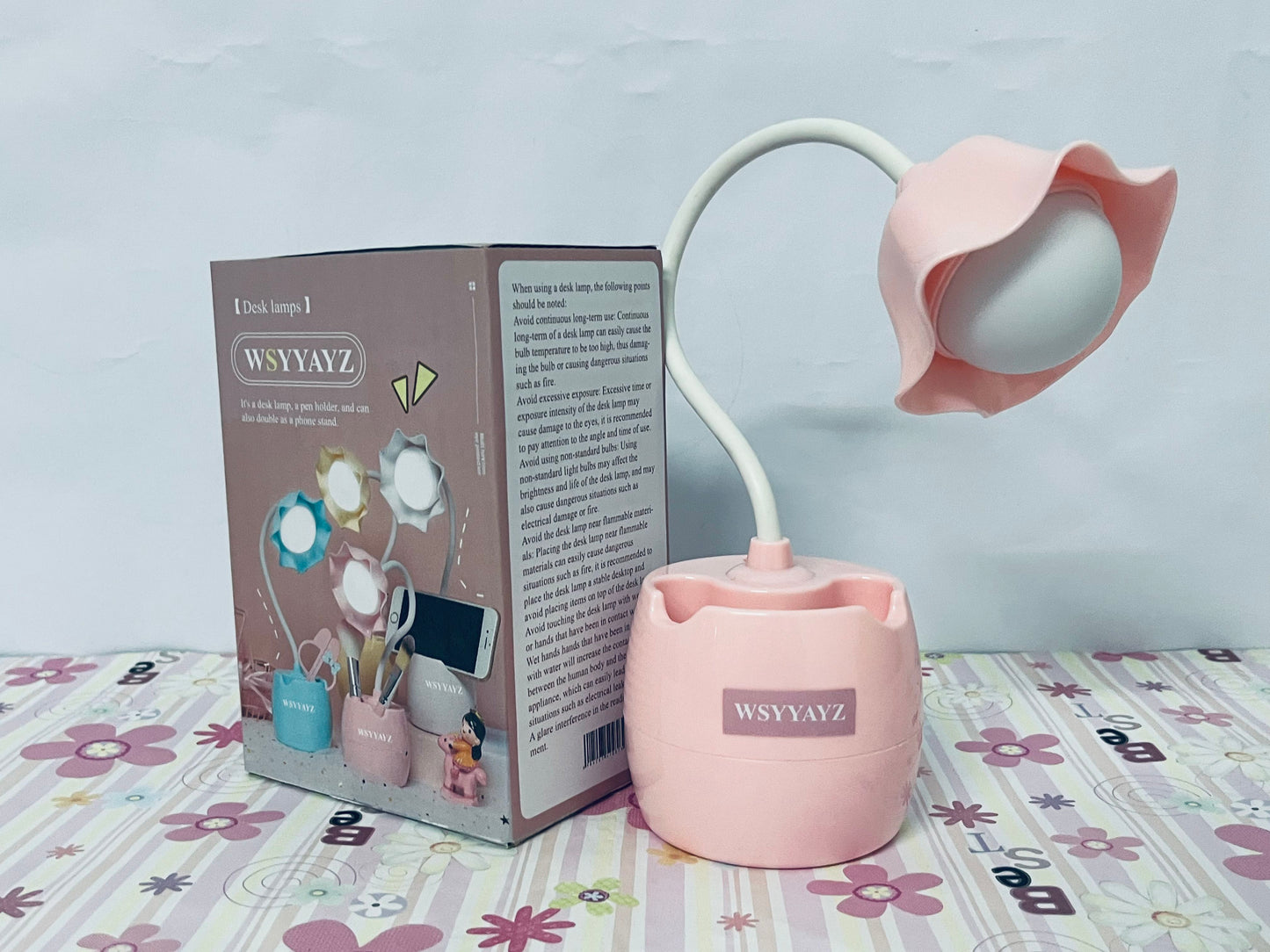 WSYYAYZ Desk lamps Flower Design LED Desk Lamp Touch Control and USB Charging Dual-Function Desk Organizer for Home Office and School (Pink)