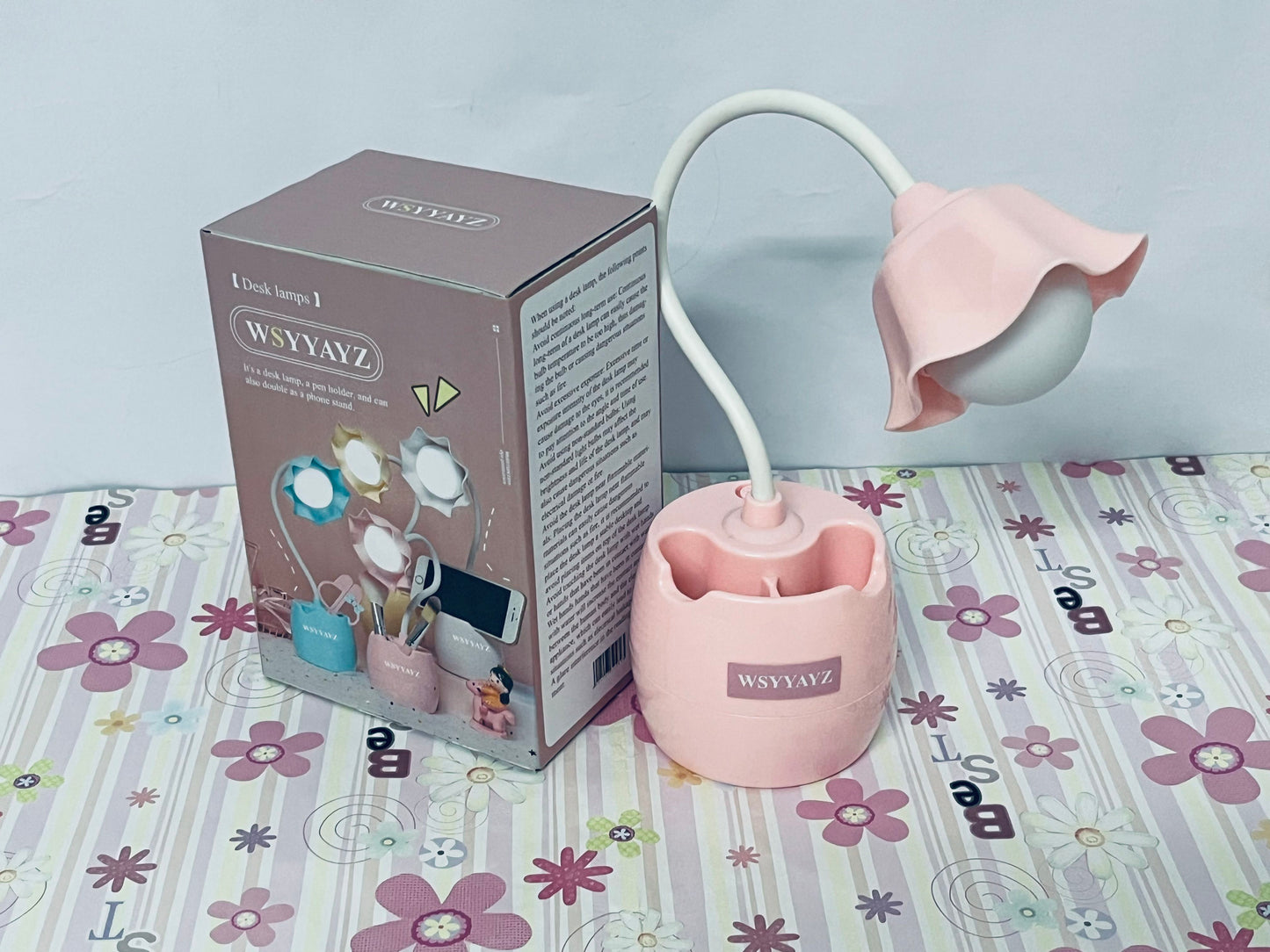 WSYYAYZ Desk lamps Flower Design LED Desk Lamp Touch Control and USB Charging Dual-Function Desk Organizer for Home Office and School (Pink)