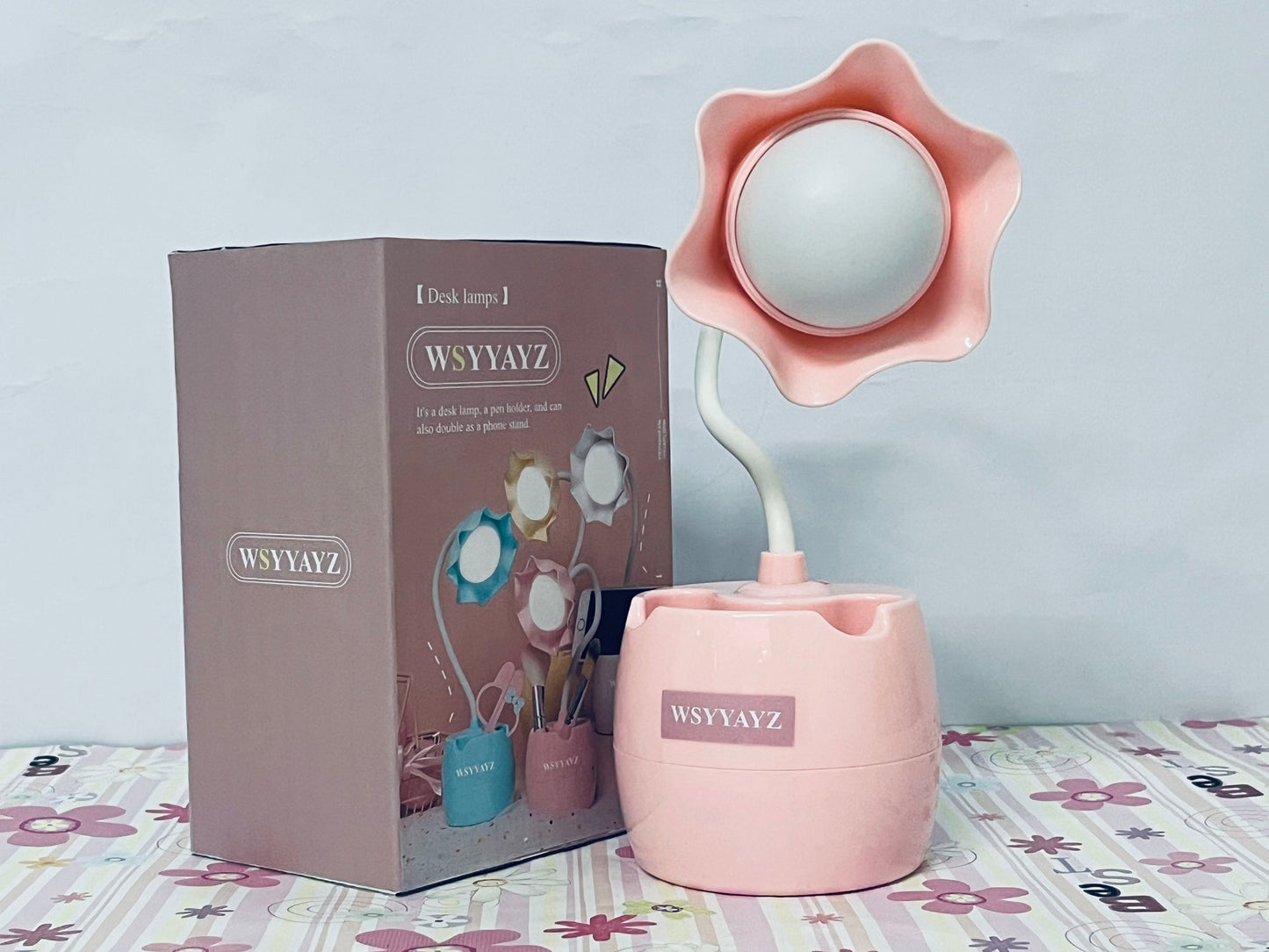 WSYYAYZ Desk lamps Flower Design LED Desk Lamp Touch Control and USB Charging Dual-Function Desk Organizer for Home Office and School (Pink)