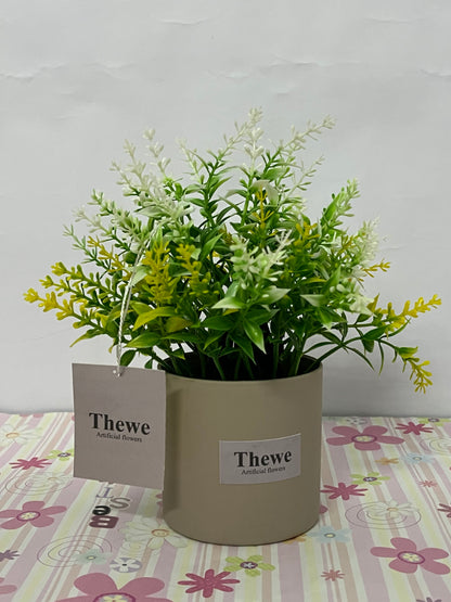 Thewe Artificial flowers Outdoor Decoration, UV Resistant Fake Shrubs Greenery Bushes House Office Garden Patio Indoor Outdoor Decor (Yellow)