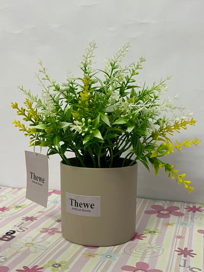 Thewe Artificial flowers Outdoor Decoration, UV Resistant Fake Shrubs Greenery Bushes House Office Garden Patio Indoor Outdoor Decor (Yellow)