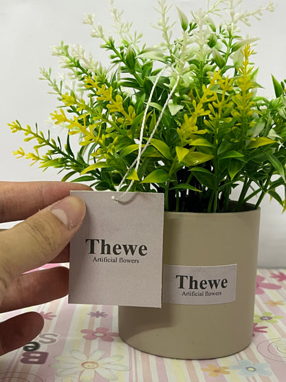 Thewe Artificial flowers Outdoor Decoration, UV Resistant Fake Shrubs Greenery Bushes House Office Garden Patio Indoor Outdoor Decor (Yellow)