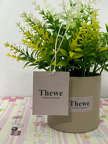 Thewe Artificial flowers Outdoor Decoration, UV Resistant Fake Shrubs Greenery Bushes House Office Garden Patio Indoor Outdoor Decor (Yellow)