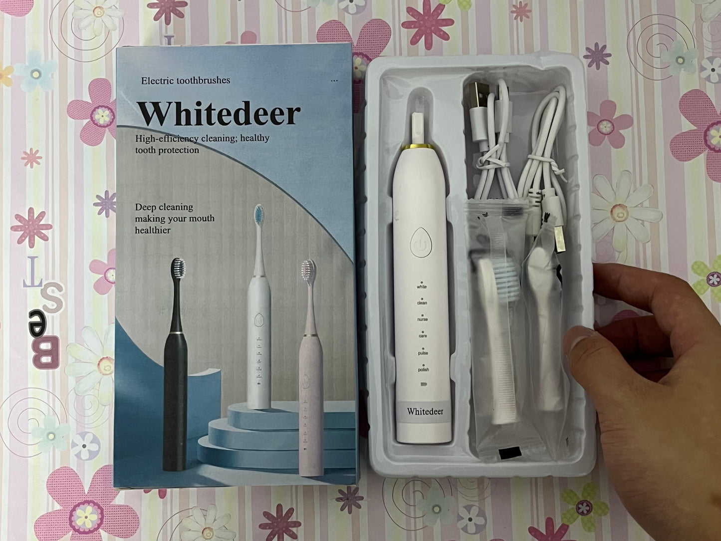 Whitedeer Electric toothbrushes Gifts Ideal for Adult Children and Couples Use USB Fast Charging Waterproof Toothbrush(White)