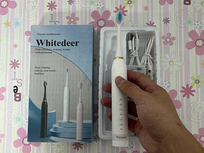 Whitedeer Electric toothbrushes Gifts Ideal for Adult Children and Couples Use USB Fast Charging Waterproof Toothbrush(White)