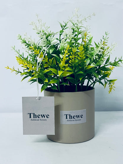 Thewe Artificial flowers Outdoor Decoration, UV Resistant Fake Shrubs Greenery Bushes House Office Garden Patio Indoor Outdoor Decor (Yellow)