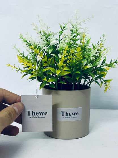 Thewe Artificial flowers Outdoor Decoration, UV Resistant Fake Shrubs Greenery Bushes House Office Garden Patio Indoor Outdoor Decor (Yellow)