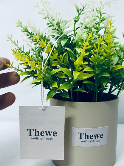 Thewe Artificial flowers Outdoor Decoration, UV Resistant Fake Shrubs Greenery Bushes House Office Garden Patio Indoor Outdoor Decor (Yellow)